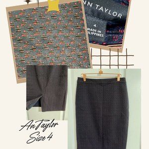 Ann Taylor Pencil Skirt in Navy / Red detail size 4